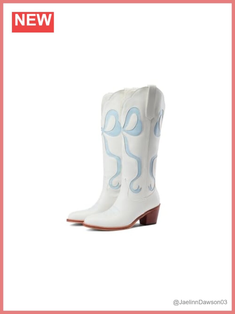 Women's Knee-High Cowboy Boots Bow Embroidered Chunky Heel Pull-On
